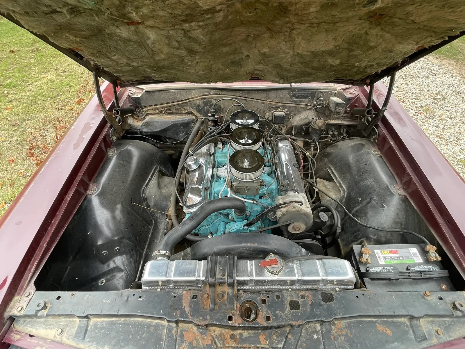 Engine compartment, overhead view