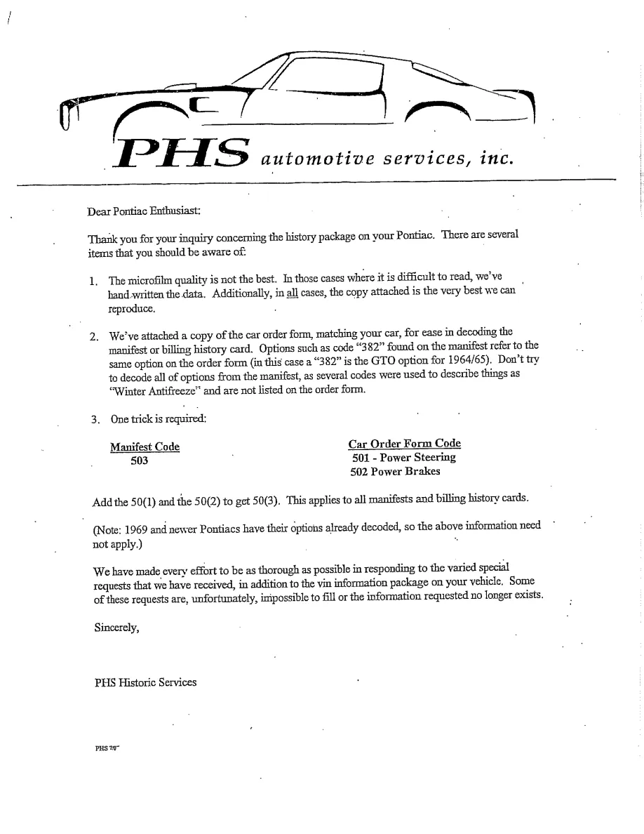 PHS Information Letter, page 1